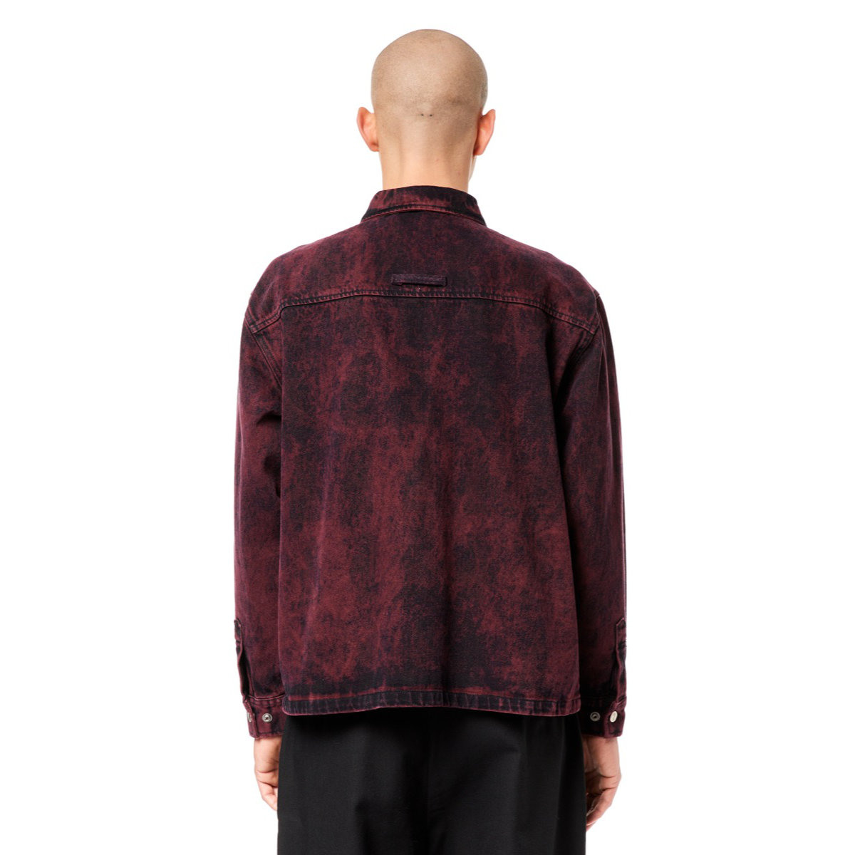 Acid Wash Denim Overshirt Langarm, Mantel, Erwachsener, Mann, Person