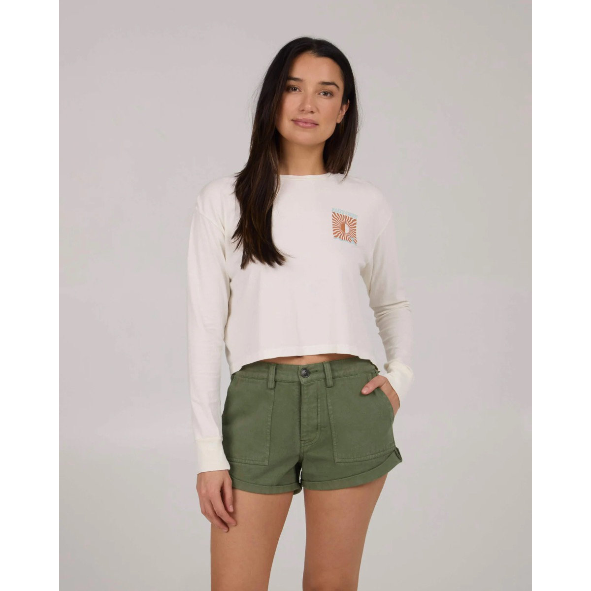 Optic Sea L/S Crop Kurze Hose, Langarm, Ärmel, Hemd, Bluse